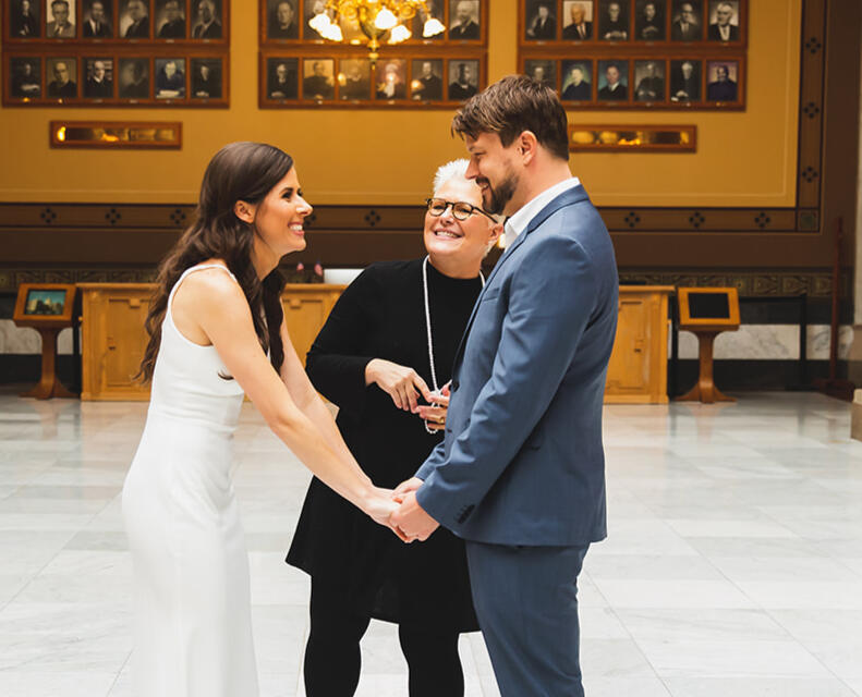 Indiana Statehouse Elopement Happy Elopement Couple